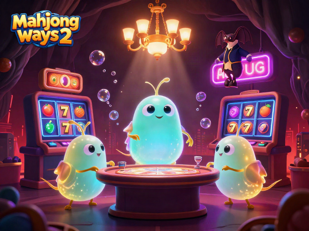 Engage in Mahjong Ways 2 slot gameplay with vibrant casino elements and friendly glowworms.