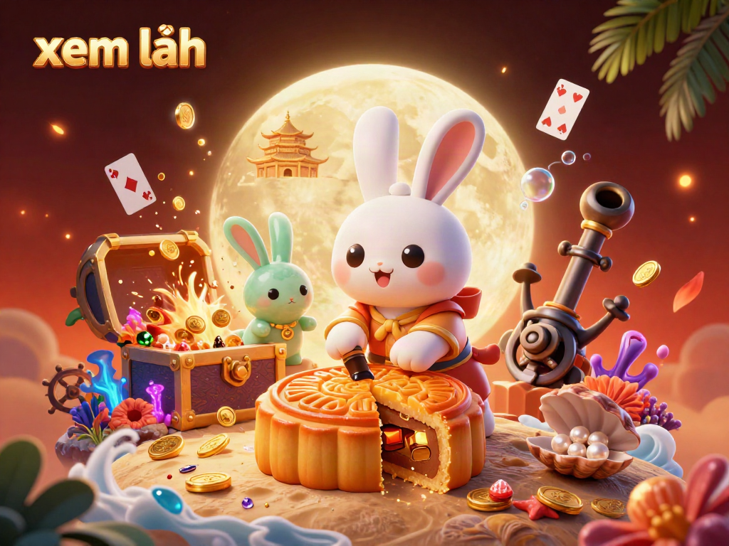 Engage with intense gambling action featuring colorful poker chips on lunar mooncakes, xem thêm!
