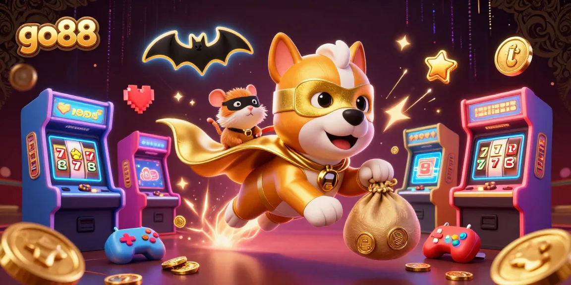 Immerse in excitement with go88's vibrant casino world depicted through colorful 3D characters and gaming elements.