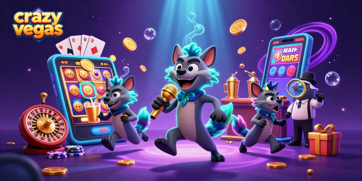 Crazyvegas showcases hyena characters at a vibrant casino, mixing drinks, telling jokes, and checking IDs.