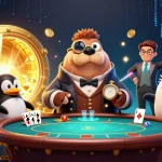 Experience thrilling poker action at sunwin20 with a walrus and daring pufferfish at an underwater table.